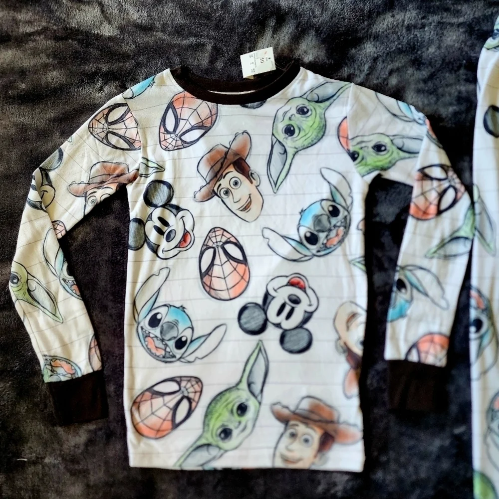 NWT Disney Unisex kid Snug Fit Pajama set Mickey Spiderman Yoda Toy Story